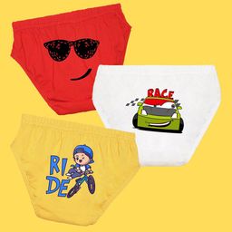 NUSYL Boys Pack of 3 Red,White,Yellow Printed Briefs-image-77