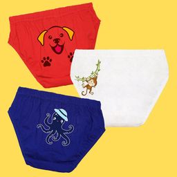 NUSYL Boys Pack of 3 Red,White,Royal Blue Printed Briefs-image-83