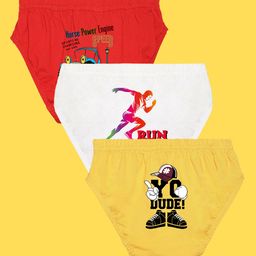 NUSYL Boys Pack of 3 Red,White,Yellow Printed Briefs-image-80