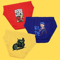 NUSYL Boys Pack of 3 Red,Blue,Yellow Printed Briefs-14
