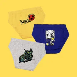 NUSYL Boys Pack of 3 Yellow,Blue,Grey Printed Briefs-image-83