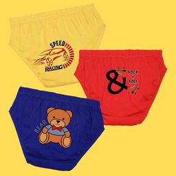 NUSYL Boys Pack Of 3 Yellow,Red,Royal Blue Printed Briefs-12