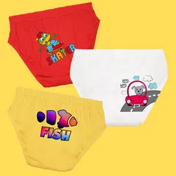 NUSYL Boys Pack Of 3 Red,White,Yellow Printed Briefs-image-84