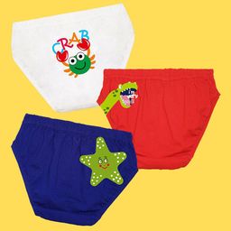 NUSYL Boys Pack Of 3 Printed Pure Cotton Basic Briefs-picture-31