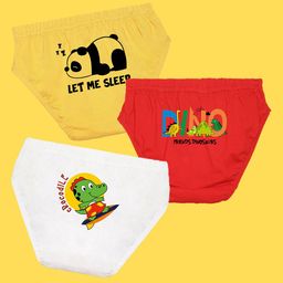 NUSYL Boys Pack of 3 Yellow,Red,White Printed Briefs-11