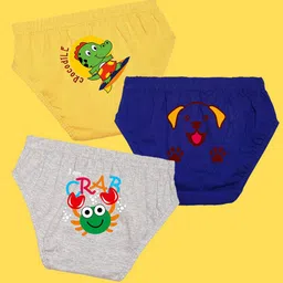 NUSYL Boys Pack of 3 Yellow,Blue,Grey Printed Briefs-image-82
