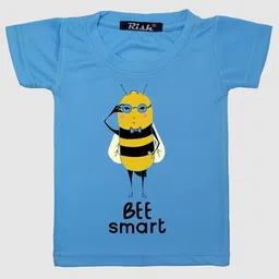RISH Kids Blue & Yellow Be Smart Printed T-shirt-image-75