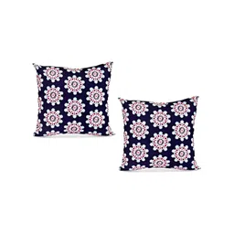 SWITCHON Blue & Pink 2 Pieces Ethnic Motifs Printed Square Cotton Cushion Covers-15