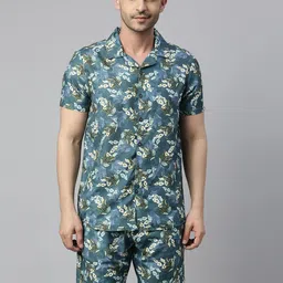 Bushirt Men Blue & Green Printed Night Suit-image-31