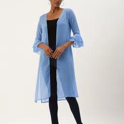 ROVING MODE Georgette Open Front Longline Shrug-45