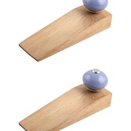 Indianshelf Brown and Blue 2 Pieces Wooden Door stoppers-40