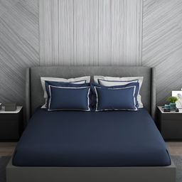 SPACES Hygro Blue Cotton 350 TC King Bedsheet With 4 Pillow Covers-picture-11