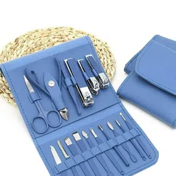 Awestuffs Set Of 16 Professional Nail Clippers Manicure & Pedicure Kit - Blue-1