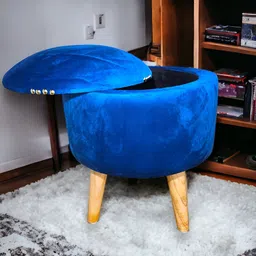 Shadowkart Blue Wooden Pouffes Sitting Mudda Ottomans-image-63