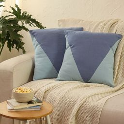 House This Blue Set of 2 Colourblocked Square Cushion Covers-12