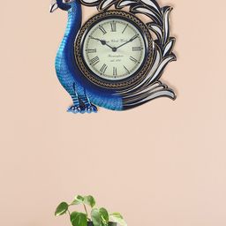 Aapno Rajasthan Blue & Black Textured Animal Shaped Traditional Wall Clock-21