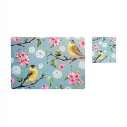 OBSESSIONS Blue & Pink 12 Pieces Printed Rectangular Table Placemats with Coasters-20