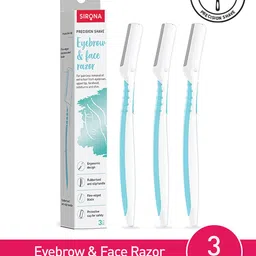 Sirona Set of 3 Eyebrow & Face Razors - White & Turquoise Blue-24