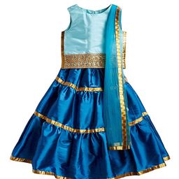 A.T.U.N. Girls Turquoise Blue Embellished Ready to Wear Lehenga & Blouse With Net Dupatta-picture-13