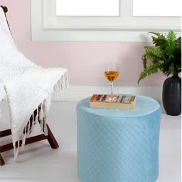Shadowkart Blue Checked Wooden Sitting Mudda Puffies Ottomans-image-65