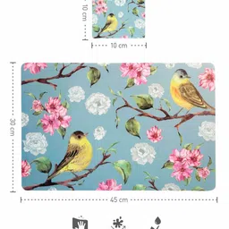 OBSESSIONS Blue & Pink 12 Pieces Printed Rectangular Table Placemats with Coasters image 3