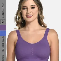 StyFun Pack Of 2 Non Padded Dry Fit Cotton All Day Comfort Sports Bra-37