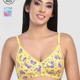 StyFun Pack Of 2 Blue & Yellow Floral Bra S_Rosy_Bra_BlueYellow-Multicolor-picture-21