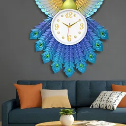 Attractionz Blue & White Textured Analogue Contemporary Wall Clock-15
