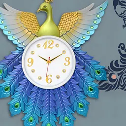 Attractionz Blue and GoldToned Analogue Contemporary Wall Clock Core-image-32