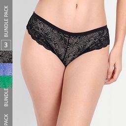 StyFun Women Pack Of 3 Self Design Basic Briefs-picture-3