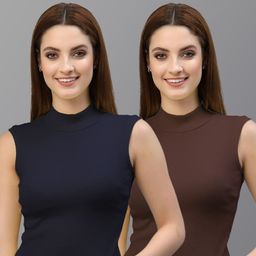 Friskers Women Pack of 2 Cotton Rib Turtle Neck Crop Top-picture-12