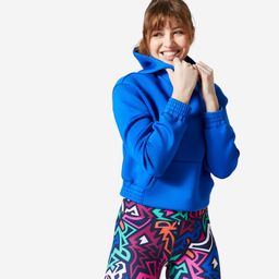 Women Gym Hoodie Crop - Indigo Blue-image-4