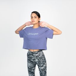 domyos Women's Fitness Crop Top 520 - Blue-picture-13