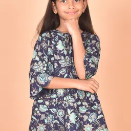 misbis Girls Floral Printed Tie-Up Neck Top-image-10