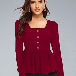 LONDON BELLY Square Neck Peplum Top-picture-23