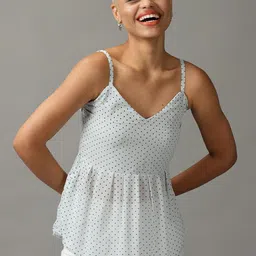 SHOWOFF Women Printed Georgette Peplum Top-image-10