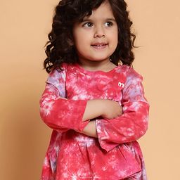 MiArcus Girls Pink & White Tie and Dye Full Sleeve Peplum Top-picture-29