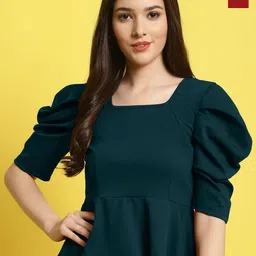 Fabflee Pack Of 2 Puff Sleeve Peplum Top-picture-5