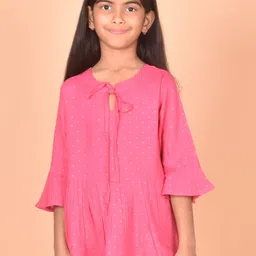 BAESD Girls Tie-Up Neck Self Design Peplum Top-picture-19