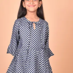BAESD Girls Striped Tie-Up Neck Gathered A-Line Top-picture-16