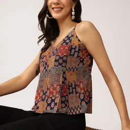 BAESD Ethnic Printed Cotton Peplum Top-image-6