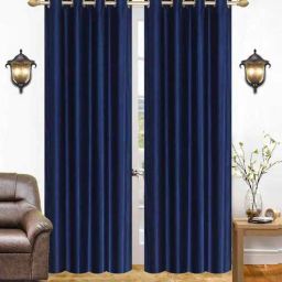 the conversion Blue Solid Polyester 7 Ft Light Filtering Eyelet Door Curtains (Set of 2)-picture-15