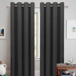 dream care Grey Solid Polyster 9 Ft Blackout Eyelet Door Curtain (2 Pc)-picture-38