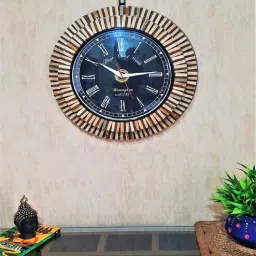 disoo fashions Multicolour Wood Hand Carving Decorative Wall Clock-picture-5