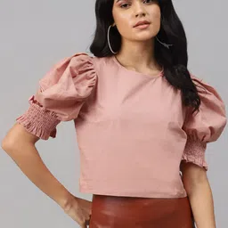 plusS Pretty Pink Solid Smocked Top-picture-58
