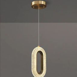 Stello Halo Pendant Light Textured Oval Loop in Gold Finish-picture-13