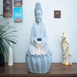 Grey 2ft Lotus Buddha Water Fountain by Expleasia-picture-43