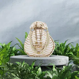 Anekaant Off White & Gold-Toned Embellished Tasselled Potli Clutch-17