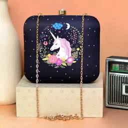 ARTKLIM Women Graceful Unicorn Printed Box Clutch-image-87