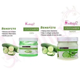 FEELHIGH Set Of 4 Cucumber Face Cream- Mask - Gel & Scrub 500ml Each image 2